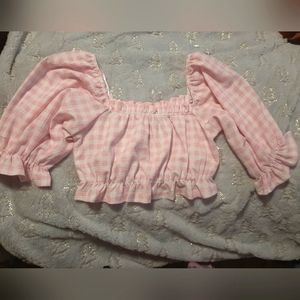 Pink Gingham Vero Moda Crop Top